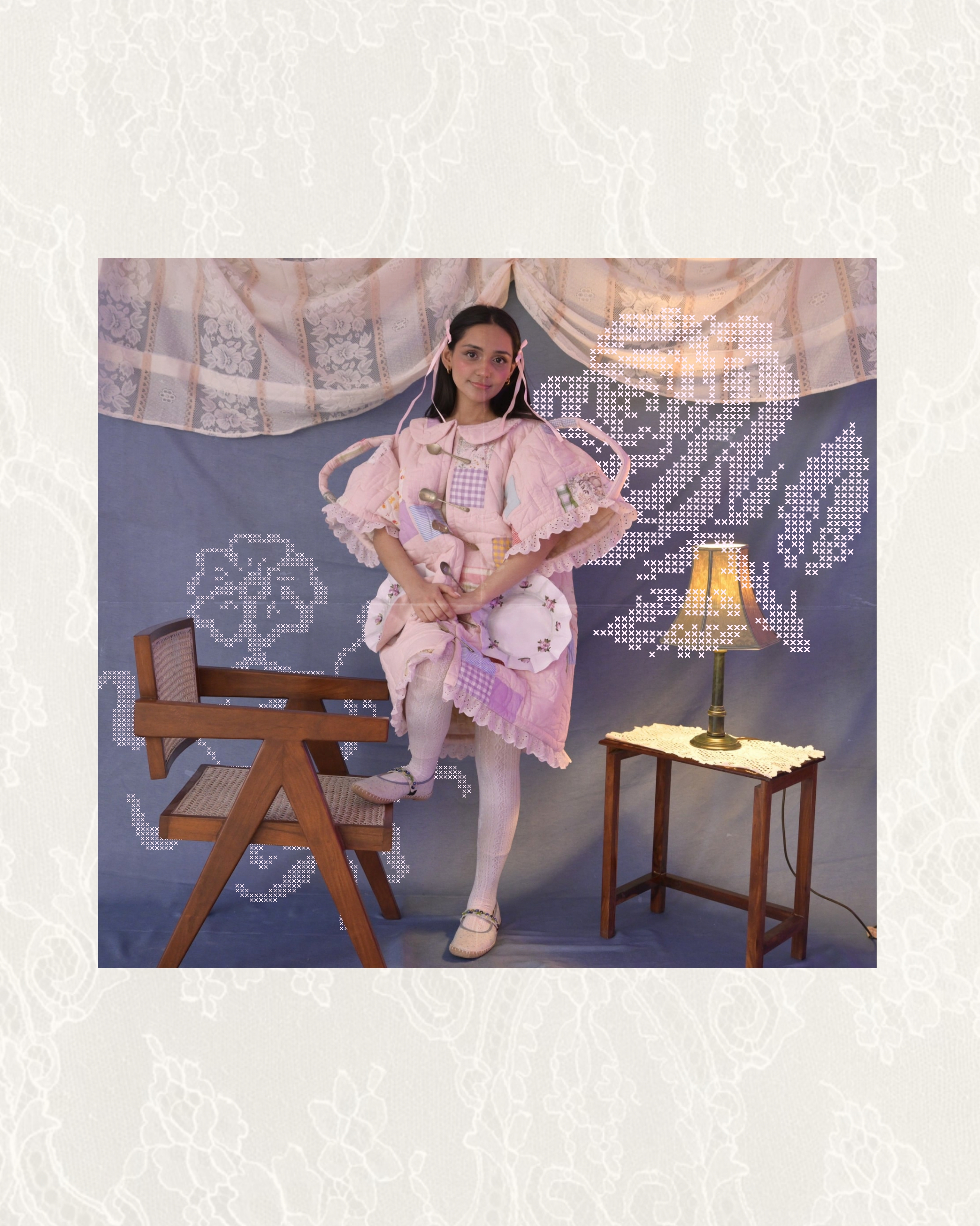 Final Thesis — pink patchwork dress with lace trim