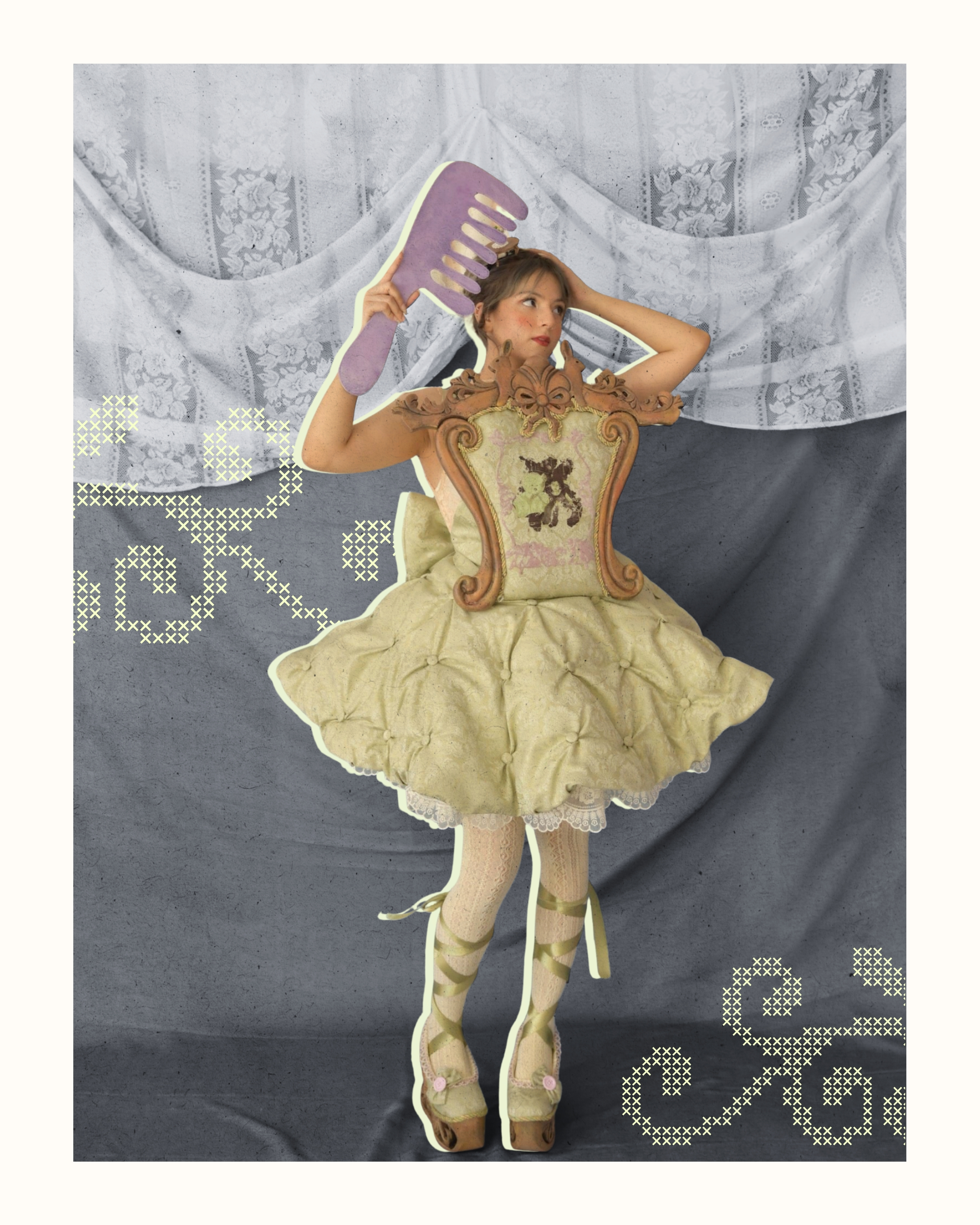 Final Thesis — doll-like outfit with large purple comb